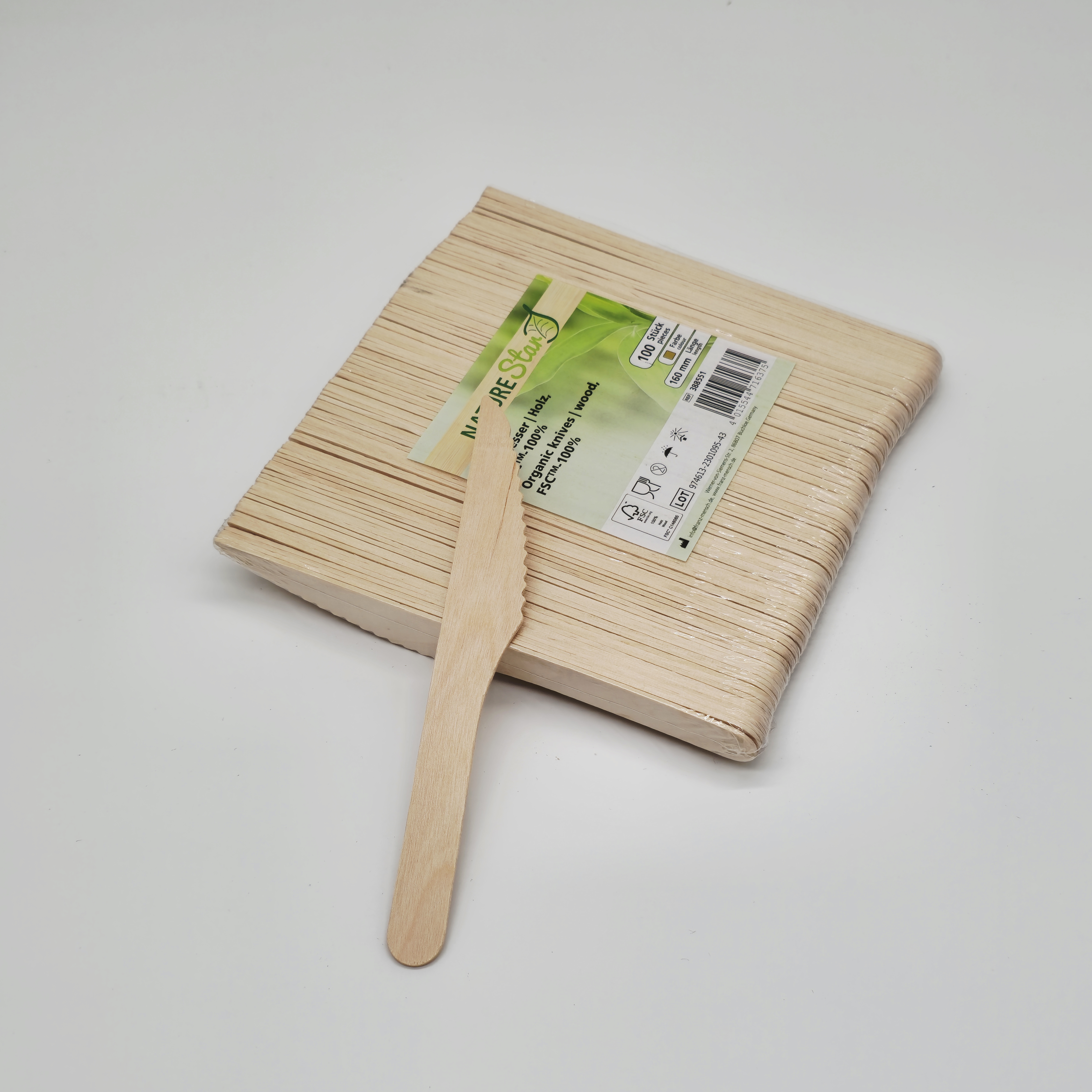 Bio Holzmesser Einweg – 300 Stück | Umweltfreundliches Besteck für To-Go & Catering