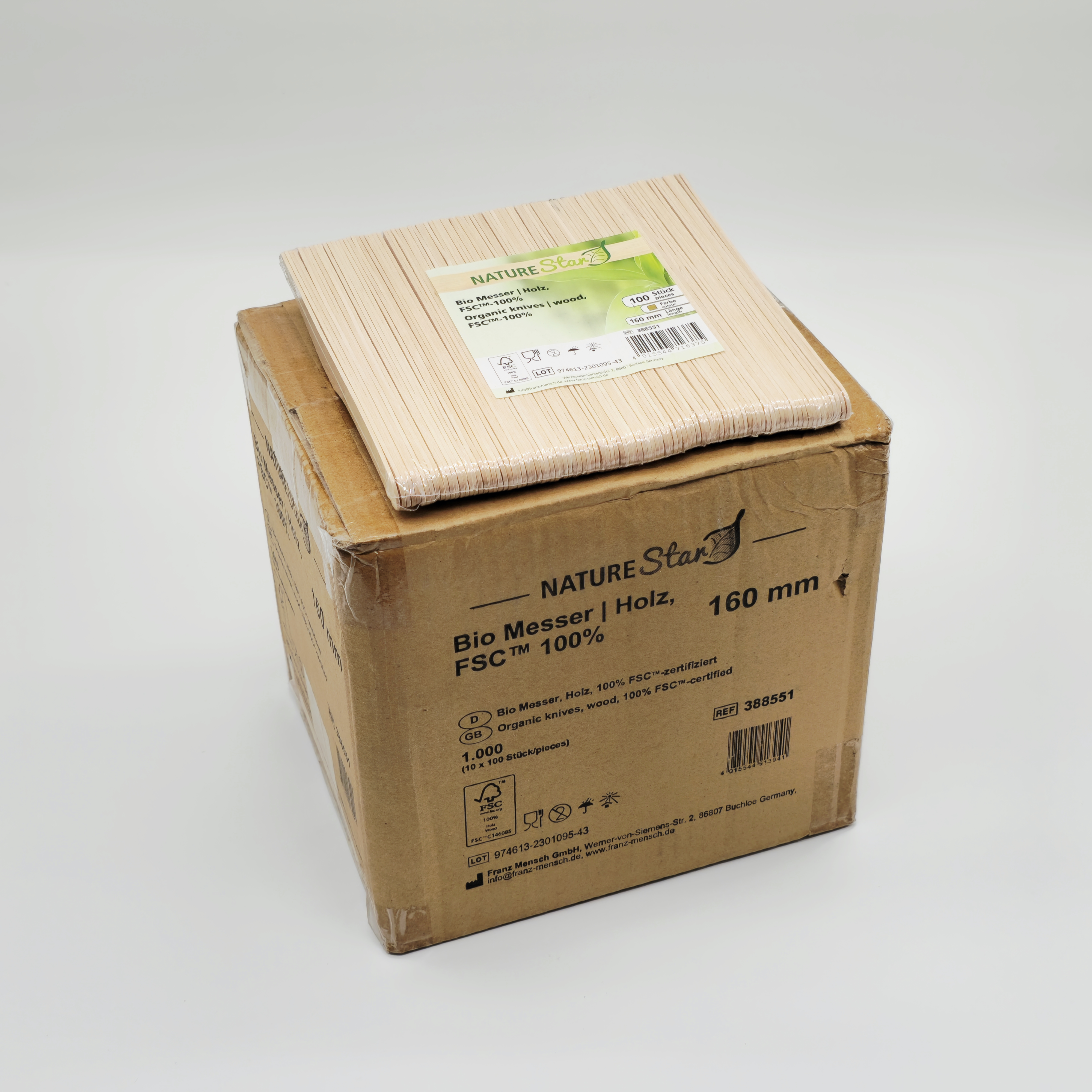 Bio Holzmesser Einweg – 300 Stück | Umweltfreundliches Besteck für To-Go & Catering