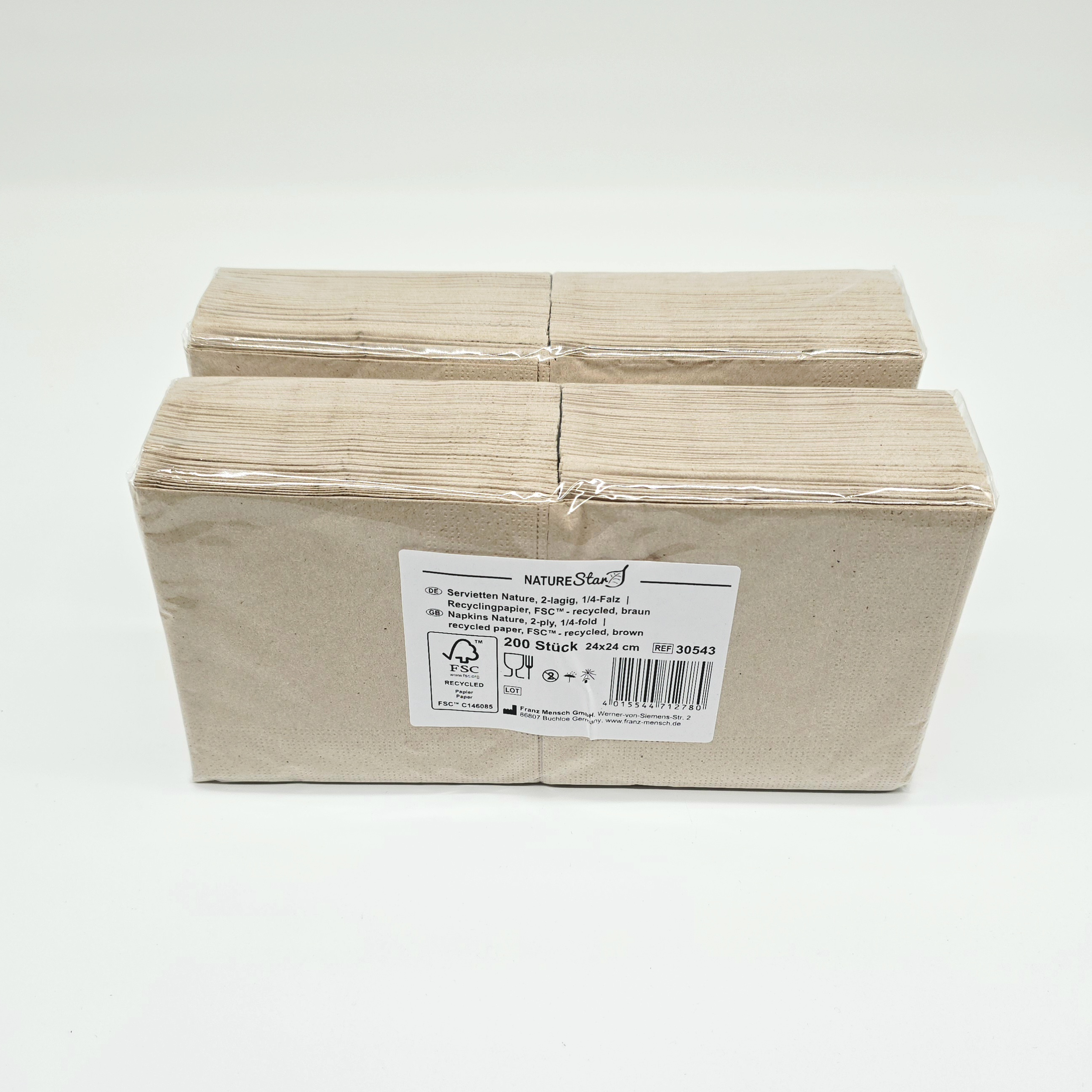 Cocktail-Servietten Recycling – 1/4-Falz, 400 Stück | Umweltfreundliche Servietten für Getränke & Snacks